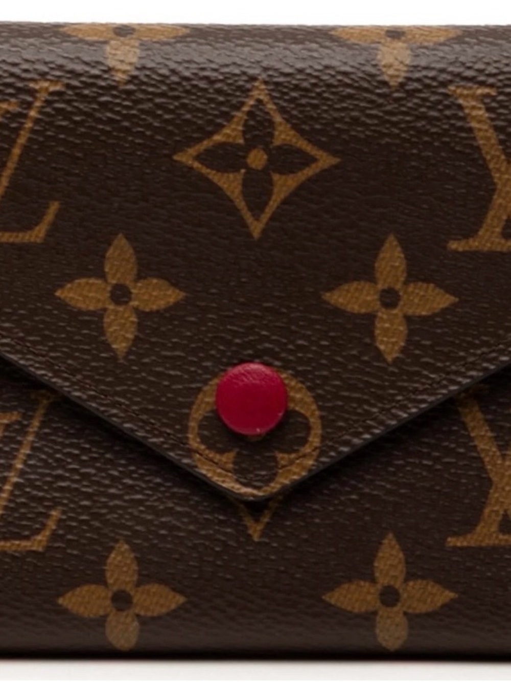 Louis Vuitton Monogram Wallet in Brown with Pink Snap Button